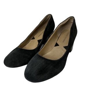 ADRIENNE VITTADINI Glatz Pumps Black Suede Block Heels‎ Size 6M Classic Business
